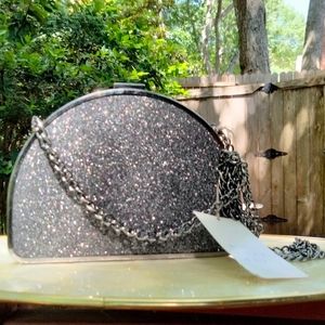 A.new day hard shell sparkle clutch handbag purse